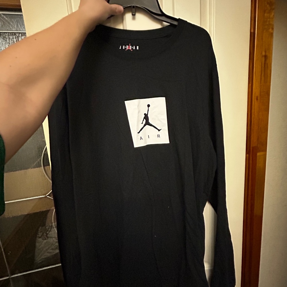 Jordan Black Long Sleeve Tee with White Jumpman Square